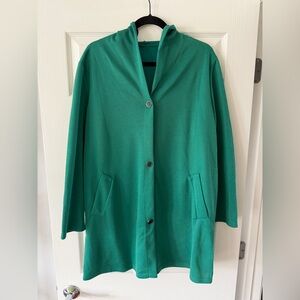 Kelly Green Button-Up Cardigan with hood - stein mart